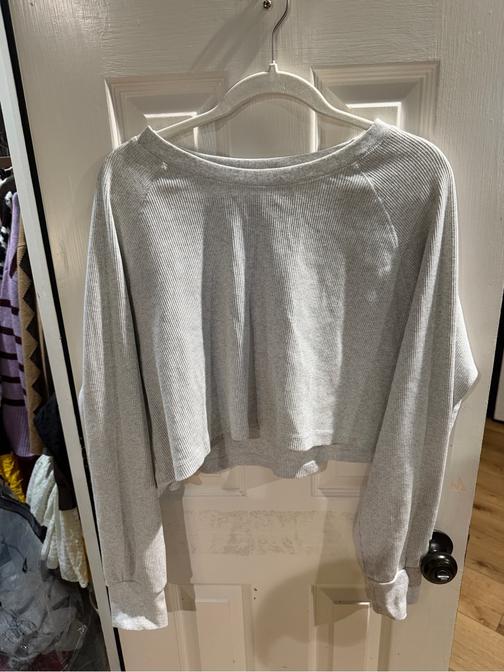 Daily drills Light Gray Women's thermal Long-Sleeve Crop Top